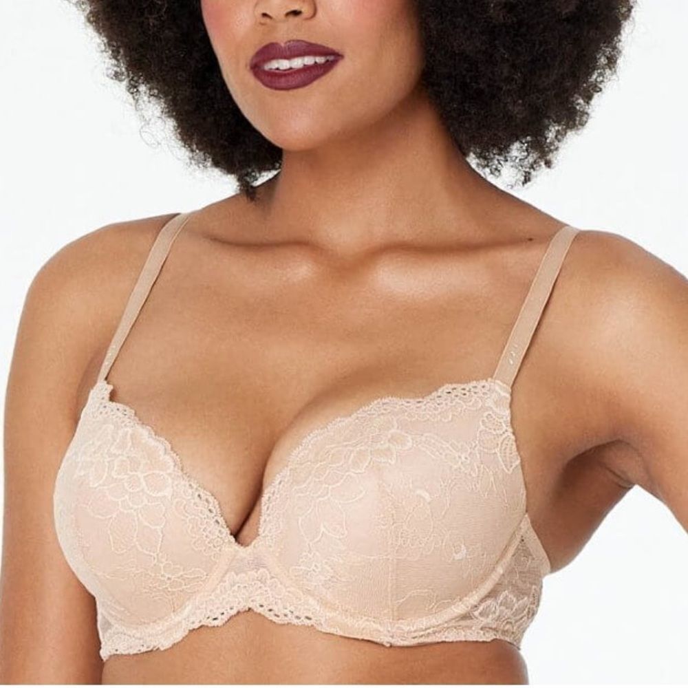 Pleasure State My Fit Lace Plunge Bra - Frappe 36B NWT in packaging
